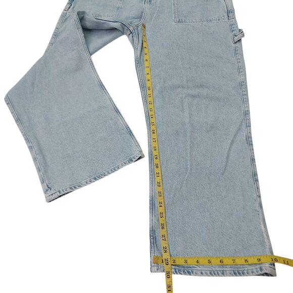 We The Free Jeans Womens 32 Blue Wide Leg Slouchy Baggy Cuffed Major Leagues - Picture 12 of 12